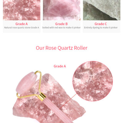 Photo - Roller visage Quartz Rose AA avec Gua Sha A█¥oI▒©╦¤UAUE│ 03