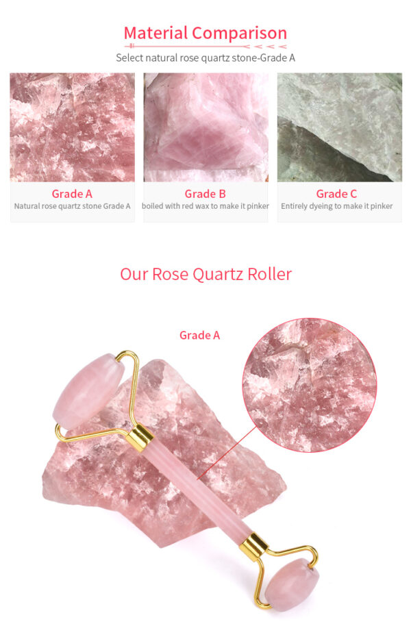 Photo - Roller visage Quartz Rose AA avec Gua Sha A█¥oI▒©╦¤UAUE│ 03