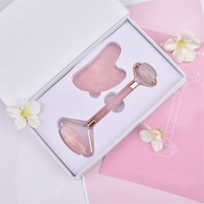 Photo - Roller visage Quartz Rose AA avec Gua Sha rose quartz pink quartz jade roller set55106576363 1