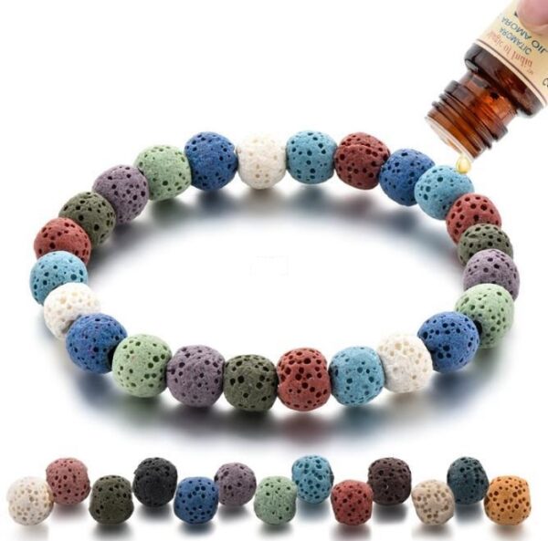 Bracelet aromathérapie pierre de lave multicolore 1